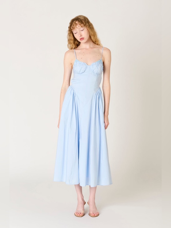 NIA Dresses & Skirts - NIA Alice Dress vintage inspired MIDI dress Blue Summer Brunch Dress size S NWT